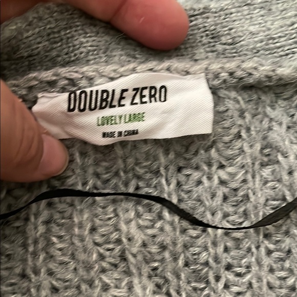 Double Zero Gray Ribbed Knit Cardigan Sweater - Picture 2 of 2